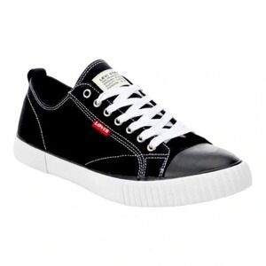 Levi's Turner Sneakers Mens 8.5 Black Canvas Low Top Shoes‎ Retro Streetwear NEW